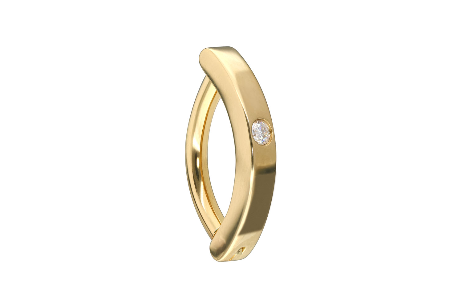14/18 Karat Gold Bauchnabelclicker Bauchnabelpiercing BOGEN + MOISSANIT